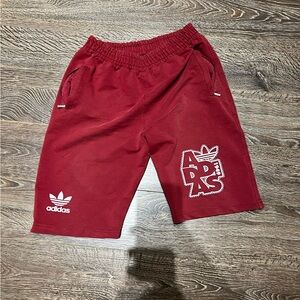 Red Burgundy Adidas shorts with logo